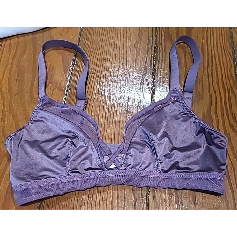 Victorias Secret Bralette XS Purple Mesh Lace Silky Adjustable
